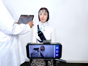 An EEG is carried on a woman